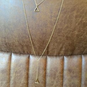 Gold triangle two tier necklace
